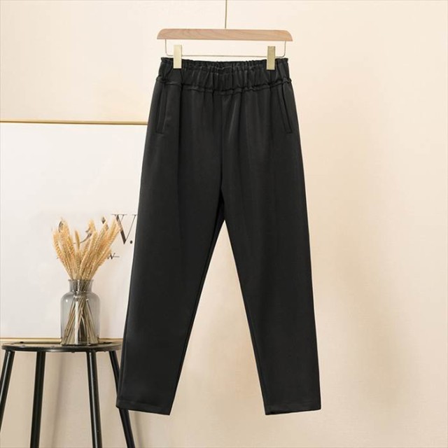 ボトムス パンツ レディース クロップドパンツ XL 2XL 3XL 4XL 5XL ブラック カジュアルパンツ アンクル丈 スリム ハイウエスト ウエストゴム 大人可愛い きれいめ シンプル カジュ