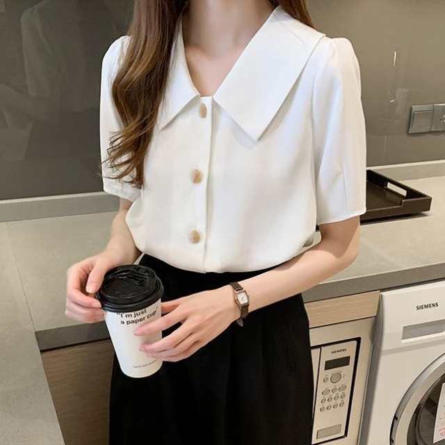 トップス レディース シフォン シャツ シンプル ベーシック 半袖 長袖 春秋ファッション ブラウス 若見せ 体型 カバー 細見え ゆったり ミドル丈夏 レディース 女性用 オフィス 通勤 デート お