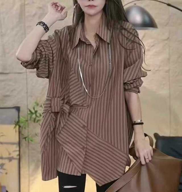 きれいめレディースファッション トップス シャツ 大きいサイズ 長袖 S M L XL 2XL チュニック お尻が隠れる 20代 30代 40代 50代 60代 オフィスカジュアル ブラウス春 夏